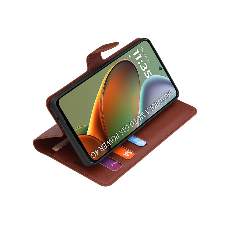 Husa Motorola Moto G15 Power Techsuit Leather Folio, maro