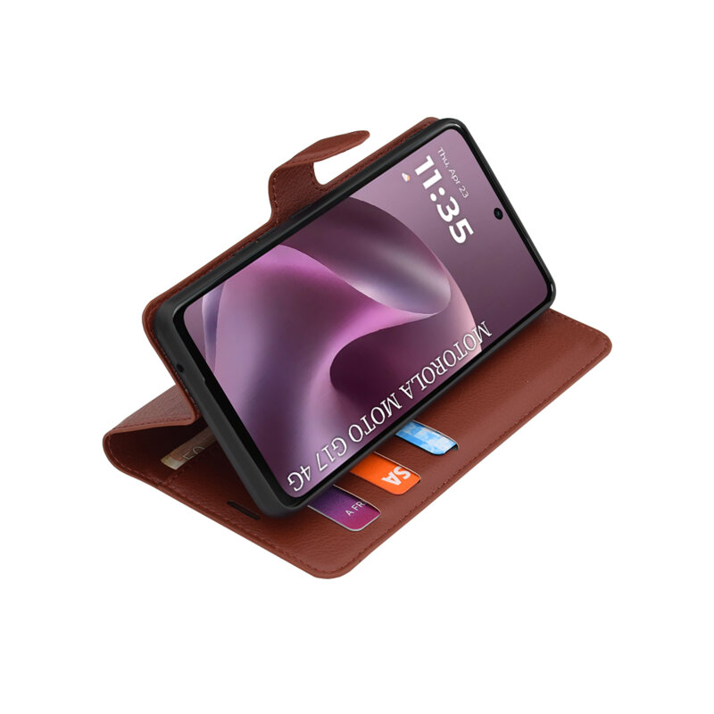 Husa Motorola Moto G17 Techsuit Leather Folio, maro