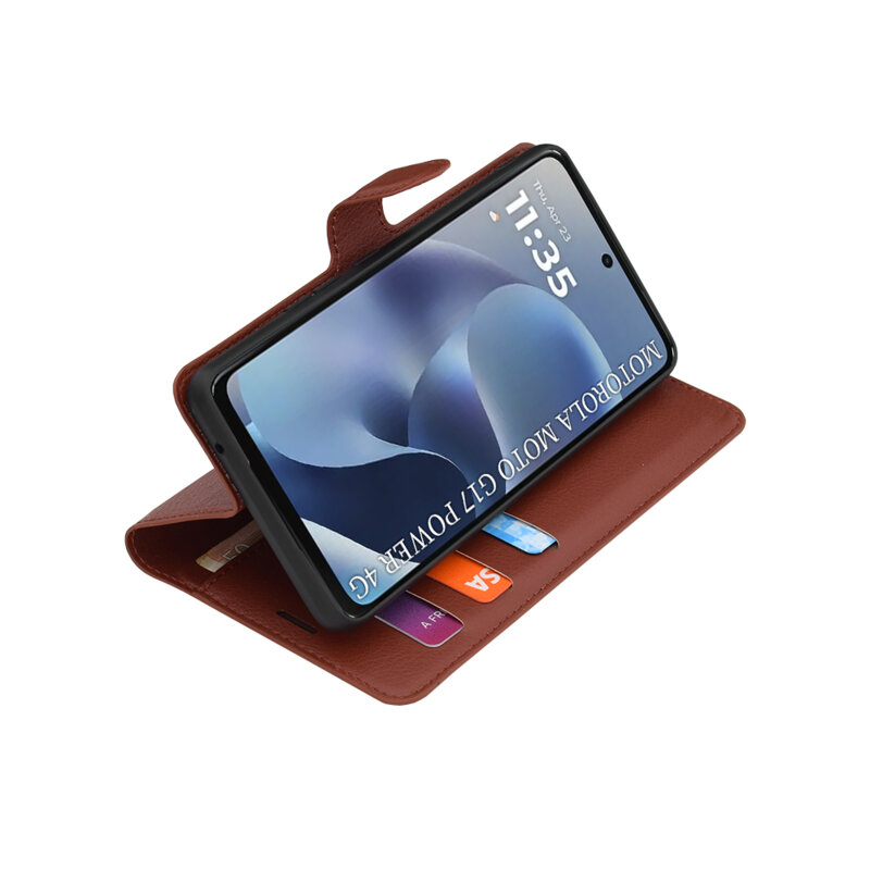 Husa Motorola Moto G17 Power Techsuit Leather Folio, maro
