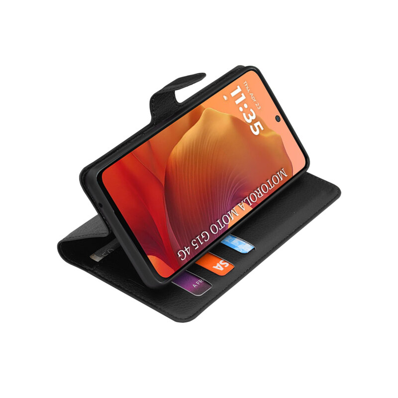 Husa Motorola Moto G15 Techsuit Leather Folio, negru