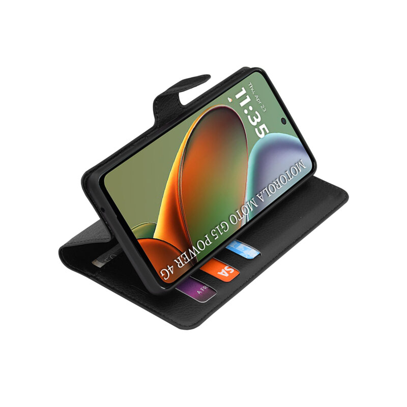 Husa Motorola Moto G15 Power Techsuit Leather Folio, negru