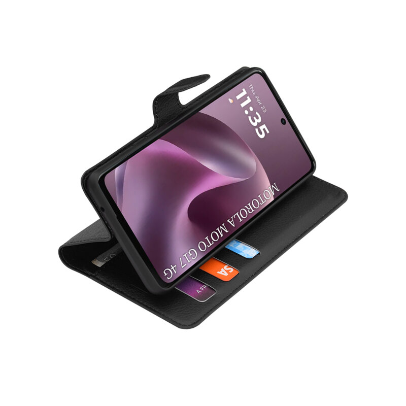 Husa Motorola Moto G17 Techsuit Leather Folio, negru