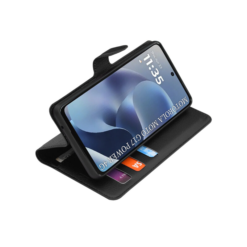 Husa Motorola Moto G17 Power Techsuit Leather Folio, negru