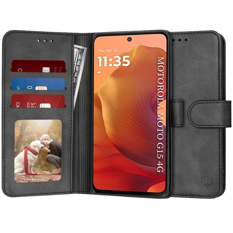 Husa 360 Motorola Moto G15 Techsuit Diary Book, negru