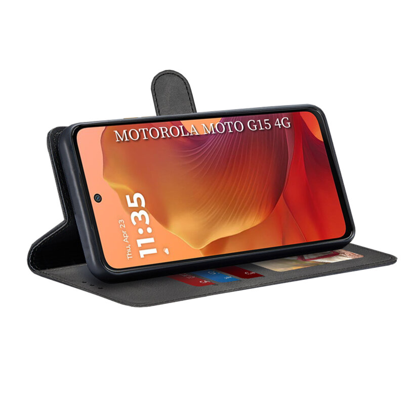 Husa 360 Motorola Moto G15 Techsuit Diary Book, negru