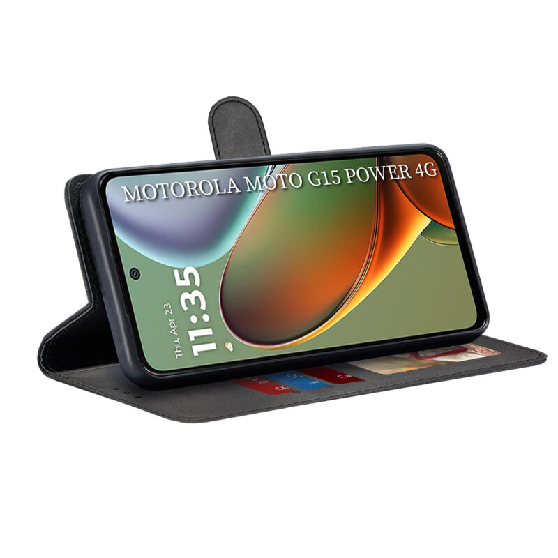 Husa 360 Motorola Moto G15 Power Techsuit Diary Book, negru