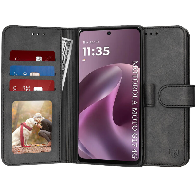 Husa 360 Motorola Moto G17 Techsuit Diary Book, negru