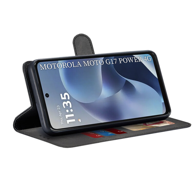 Husa 360 Motorola Moto G17 Power Techsuit Diary Book, negru