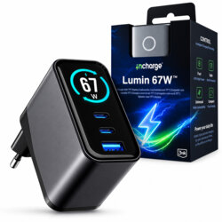 Incarcator priza cu ecran TFT 67W, 3mk incharge® Lumin, negru