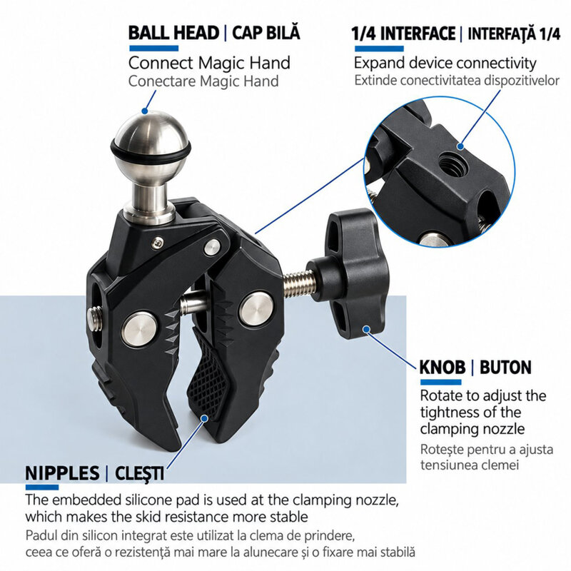 Suport GoPro bicicleta cu rotire 360°, Techsuit JX-006