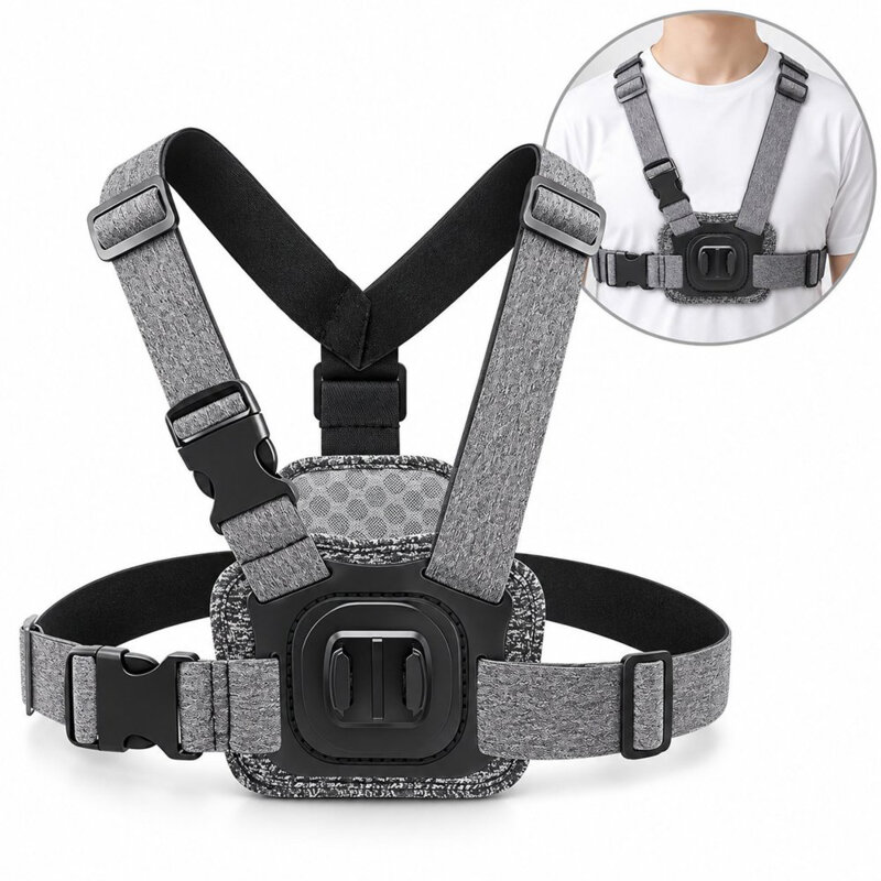 Suport piept GoPro si telefon ajustabil, Techsuit JX-002, gri