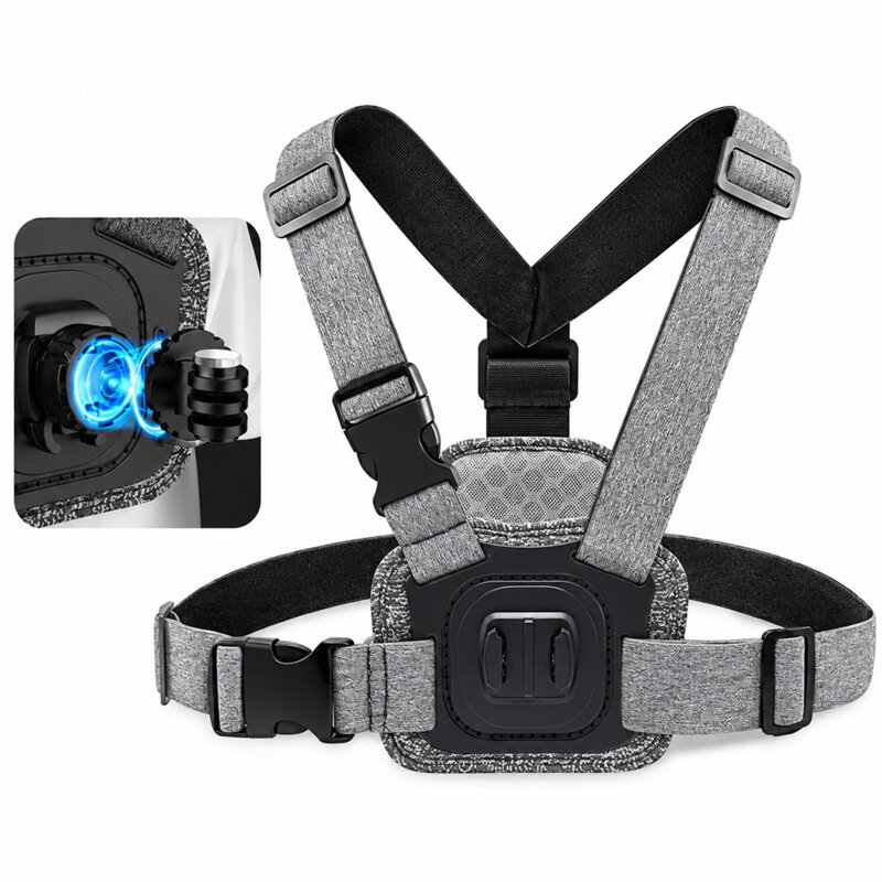Suport piept GoPro si telefon ajustabil, Techsuit JX-002, gri
