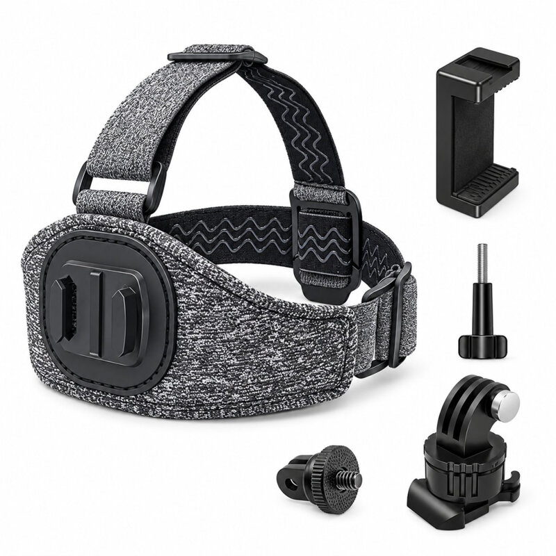 Suport de cap pentru camera GoPro Techsuit, gri, JX-003