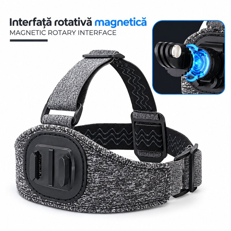 Suport de cap pentru camera GoPro Techsuit, gri, JX-003