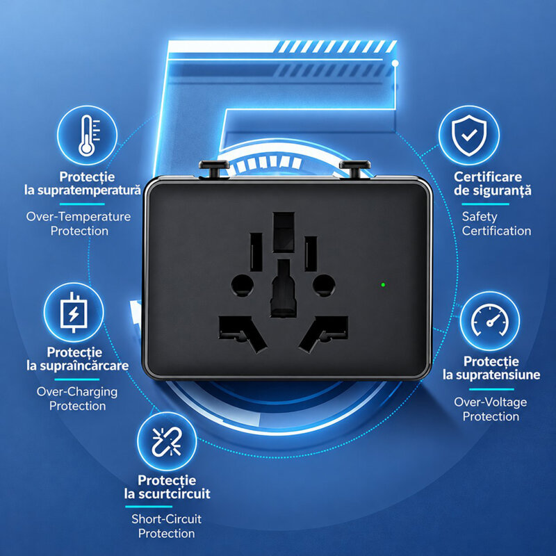 Adaptor priza EU la US, UK, AUS, PD45W, Techsuit, HHT203A
