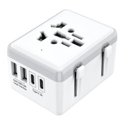 Adaptor priza EU la US, UK, AUS, 2xUSB-C, 2xUSB, Techsuit, HHt204A