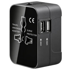 Adaptor priza EU la US, UK, AUS, 2x USB, Techsuit, HHT202
