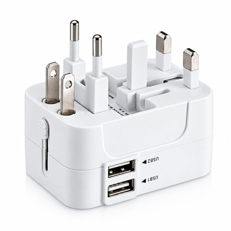 Adaptor priza EU la US, UK, AUS, 2 x USB, Techsuit, HHT202