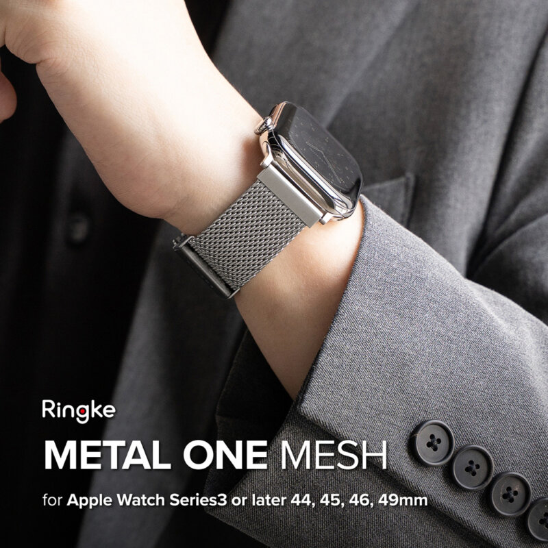 Curea Apple Watch 5 44mm Ringke Metal One Air, argintiu