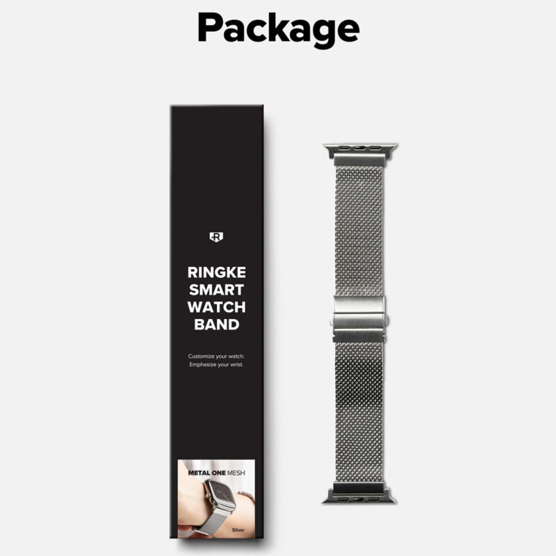 Curea Apple Watch 5 44mm Ringke Metal One Air, argintiu