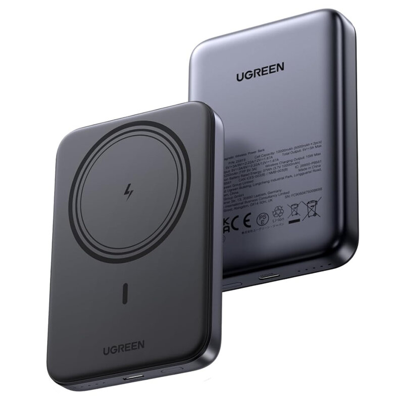 Baterie externa MagSafe wireless 10000mAh Ugreen, gri, 25919