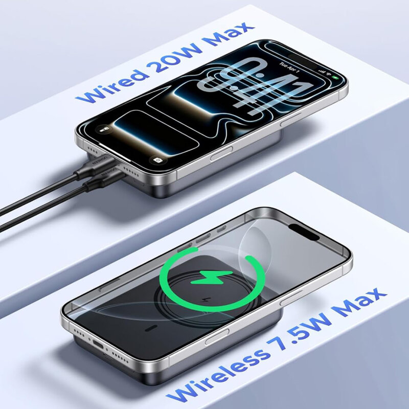Baterie externa MagSafe wireless 10000mAh Ugreen, gri, 25919