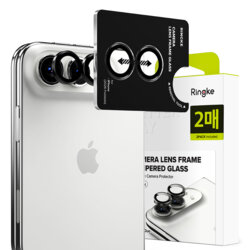 [Pachet 2x] Folie sticla camera iPhone Duo Ringke Camera Lens Frame, negru