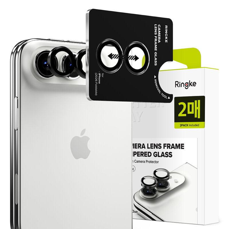 [Pachet 2x] Folie sticla camera iPhone Duo Ringke Camera Lens Frame, negru