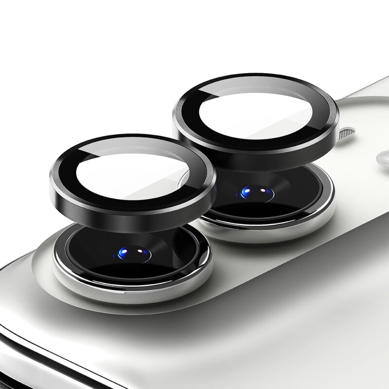 [Pachet 2x] Folie sticla camera iPhone Duo Ringke Camera Lens Frame, negru