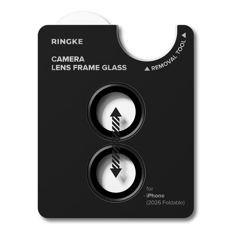 [Pachet 2x] Folie sticla camera iPhone Duo Ringke Camera Lens Frame, negru
