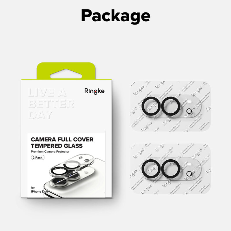 [Pachet 2x] Folie sticla camera iPhone Duo Ringke Camera Protector, transparenta