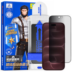 Folie iPhone 18 Pro Max cu aplicator Blueo Anti-Peep AR Privacy 3D Curved Glass, negru