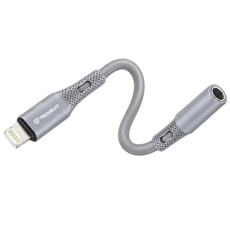 Adaptor audio premium, Lightning la Jack Techsuit SoundFleX AC2, gri