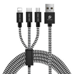 Cablu de incarcare 3in1 Dux Ducis K-One USB-C, Lightning, Micro-USB, 2.4A, 1m, negru