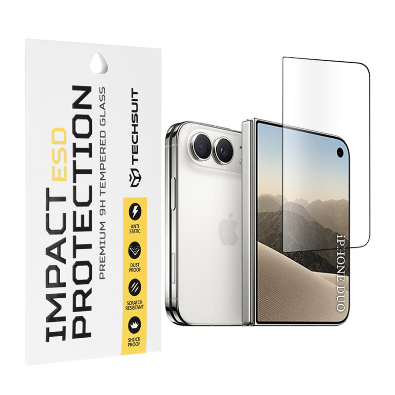 Folie sticla iPhone Duo Techsuit ESD Glass, negru