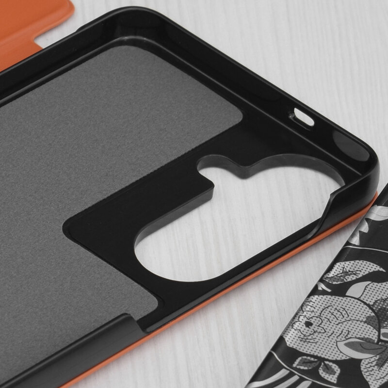Husa Samsung Galaxy S26 FE Eco Leather View flip tip carte, portocaliu