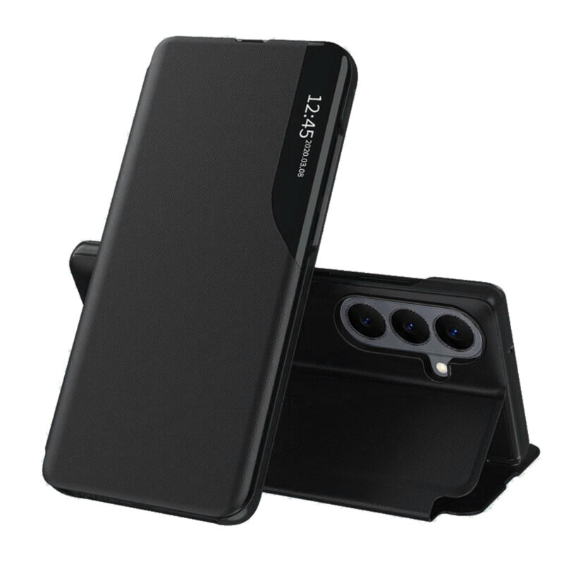 Husa Samsung Galaxy S26 FE Eco Leather View flip tip carte, negru