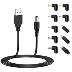 [Kit incarcare] Cablu + 10 adaptoare USB la DC Techsuit ChargeNest AC21, negru