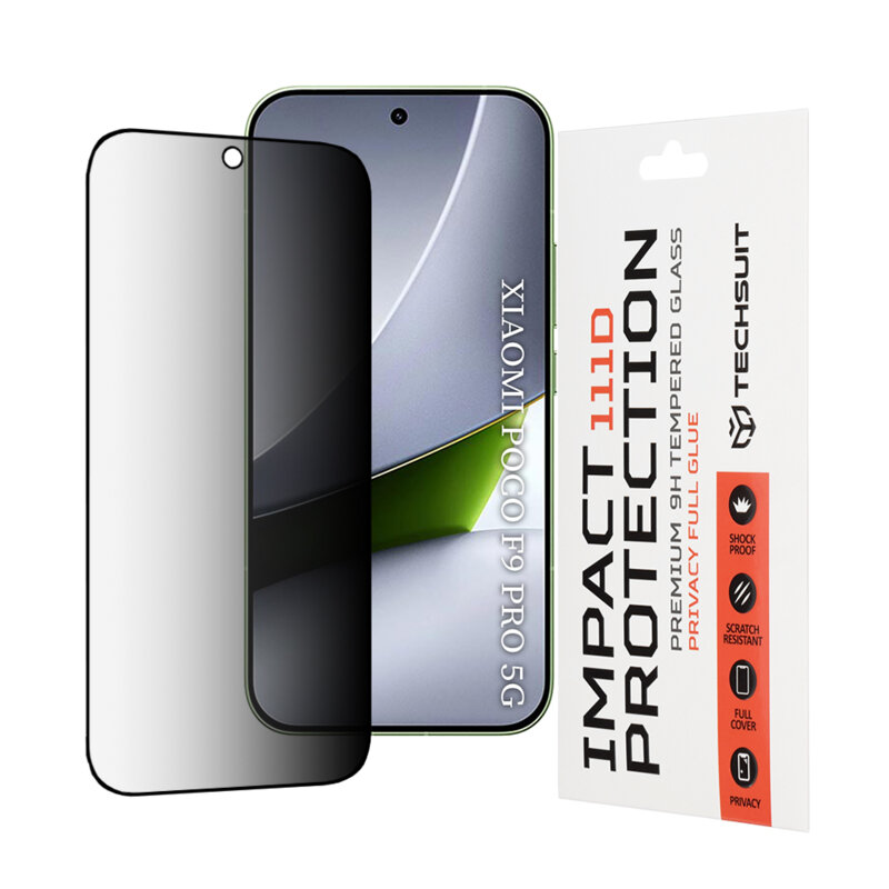 Folie sticla Xiaomi Poco F9 Pro Techsuit 111D Privacy Full Glue, negru