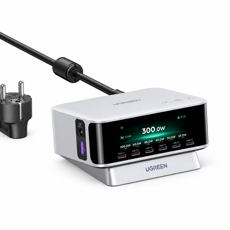 Statie de incarcare GaN 8in1 cu afisaj Ugreen, 300W, 75753B
