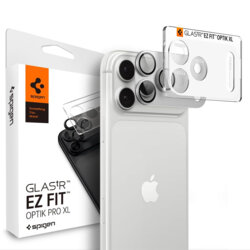 Folie sticla camera iPhone 18 Pro Spigen Optik.tR EZ Fit Pro XL Camera Glass, argintiu