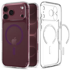 Husa iPhone 18 Pro Spigen Ultra Hybrid MagSafe, transparent/bordo