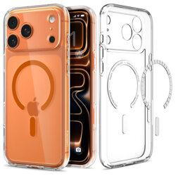 Husa iPhone 18 Pro Spigen Ultra Hybrid MagSafe, transparenta/portocaliu