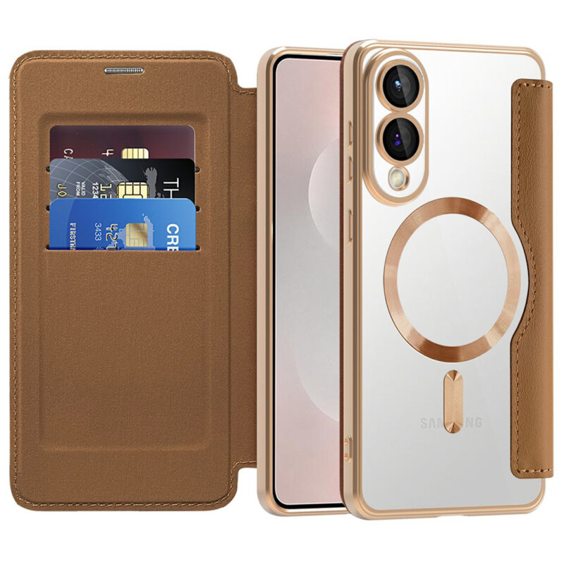 Husa Samsung Galaxy S25 Edge Techsuit SmartMag Book Case, maro