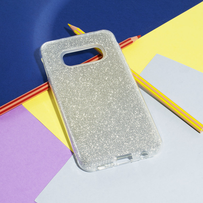 Husa Samsung Galaxy S10e Color TPU Sclipici - Argintiu