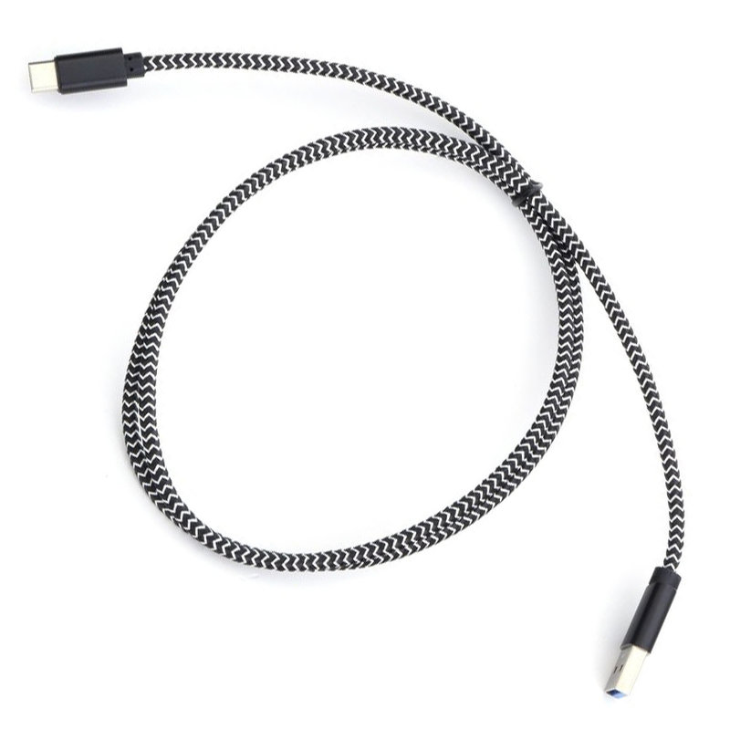 Cablu de date Nylon USB 3.0-Type-C 1M 2.4A Negru