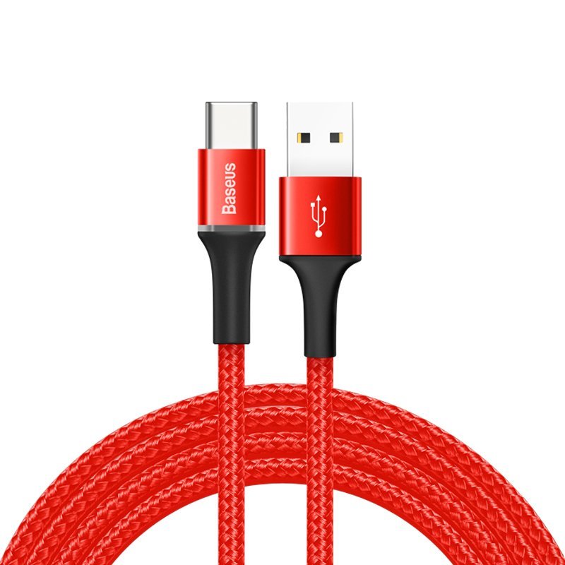 Cablu de date Baseus Halo 2M USB - USB Type-C 2.0A - Rosu CATGH-C09