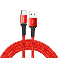 Cablu de date Baseus Halo 50CM USB - USB Type-C 3.0A - Rosu CATGH-A09
