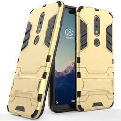 Husa Nokia 7.1 Mobster Hybrid Stand Shell – Royal Gold