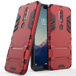 Husa Nokia 7.1 Mobster Hybrid Stand Shell – Red